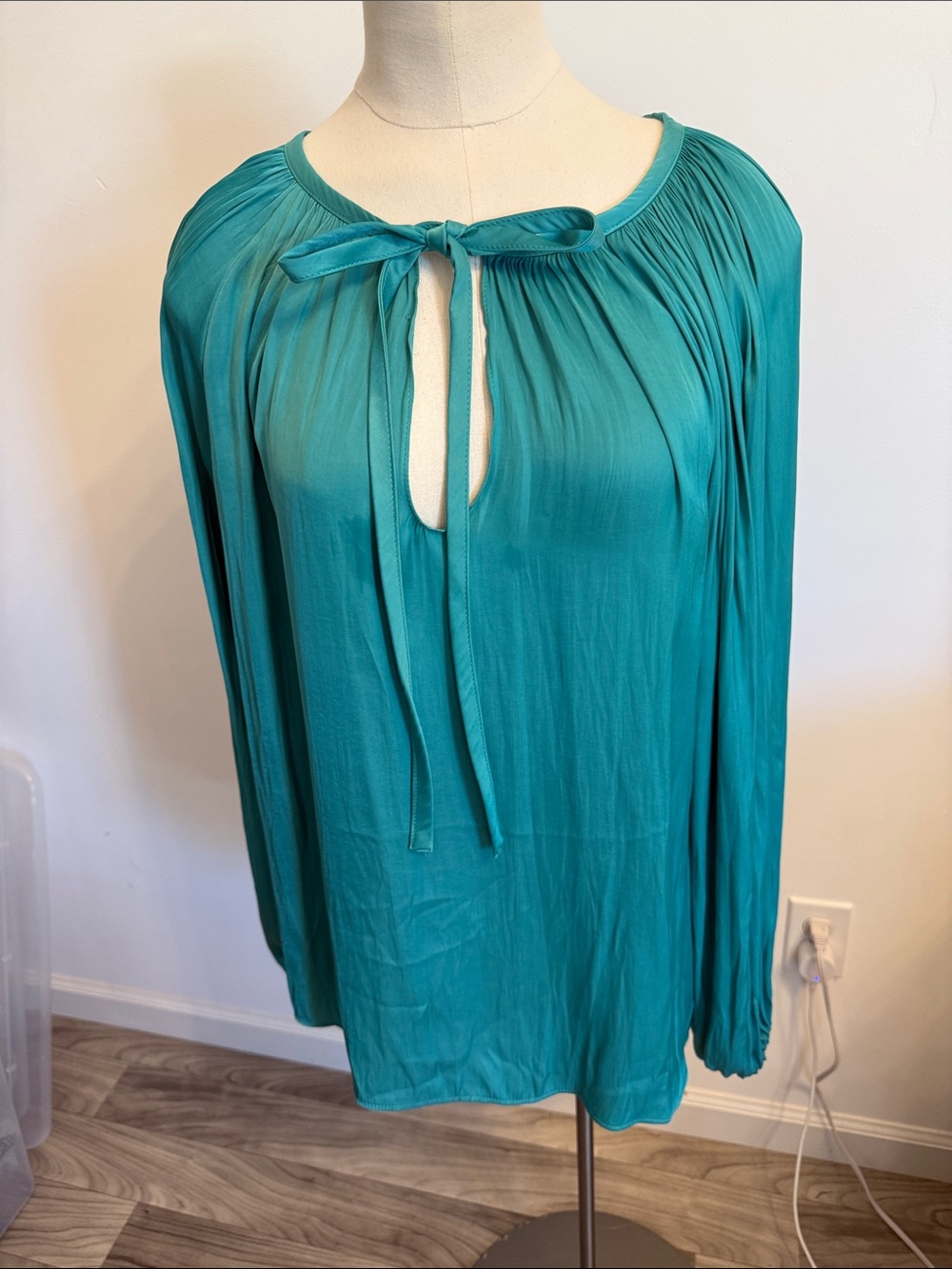 By Together Teal Tie-Neck Blouse